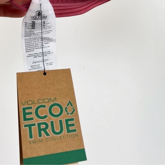 NWT Volcom Simply Rib Triangle Bikini Top in Dusty Rose - Picture 7 of 7